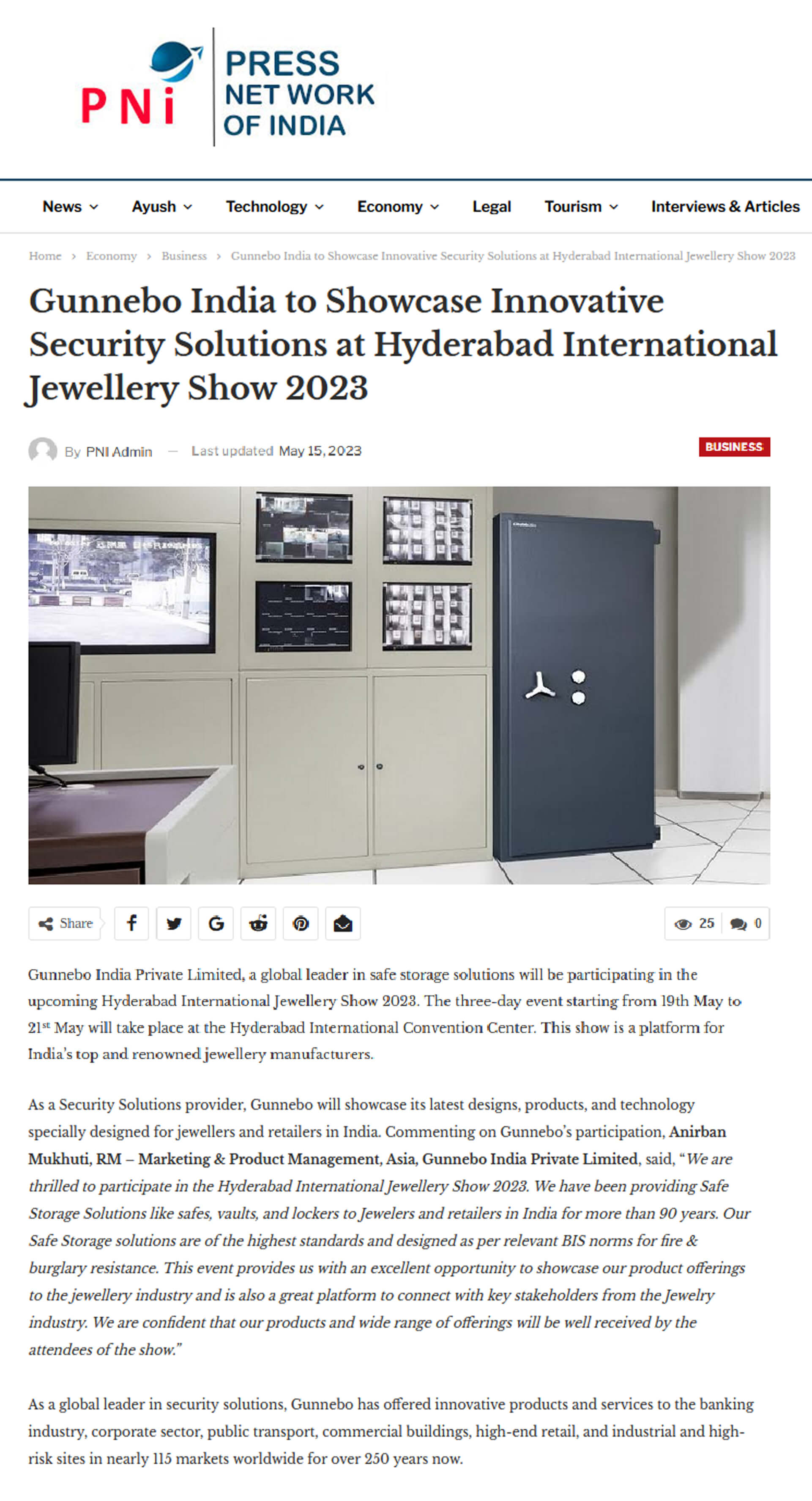 Gunnebo India to Showcase Innovative Security Solutions at International Jewellery Show 2023