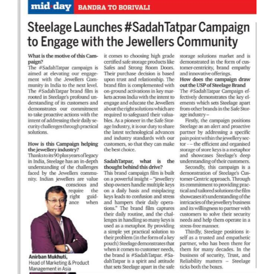 Steelage Launches #Sadah Tatpar Campaign to Engage with the Jewellers Community